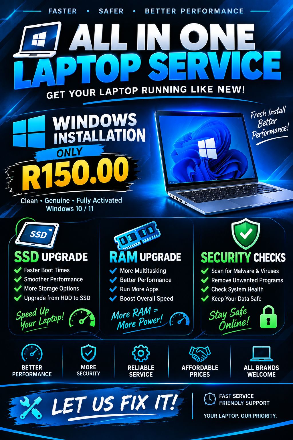All-in-one laptop services